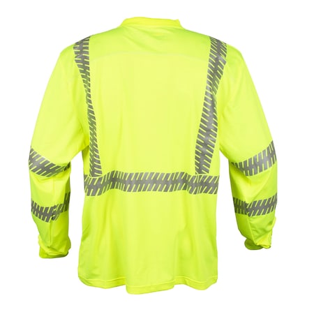Cordova Hi-Vis Long Sleeve Shirt, 3, R, Polyester/Spandex, Lime, M V561M